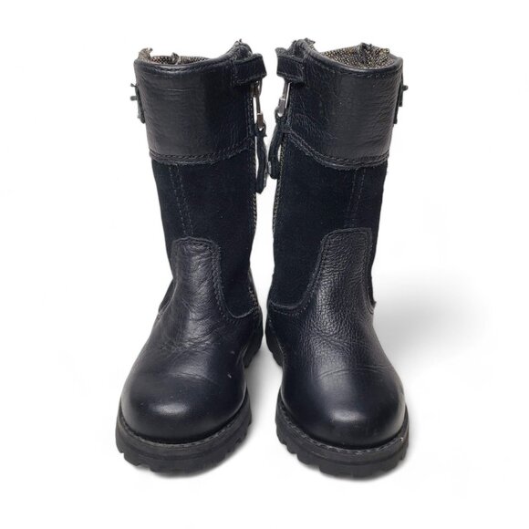 Timberland Toddler High Top Moto Boots Suede with Leather Trim Buckle Sides 4.5 - Picture 2 of 7